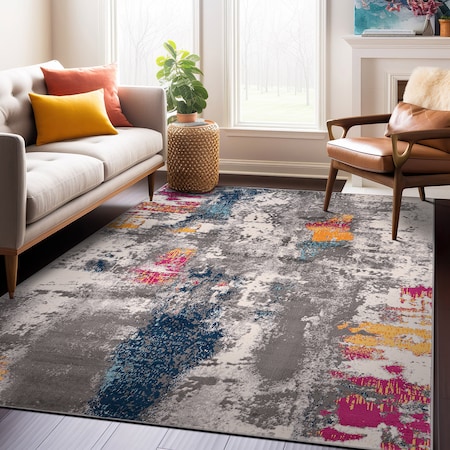World Rug Gallery Cardiff Contemporary Abstract Area Rug 7' 10'' x 10' Multi 4058MULTI8X10